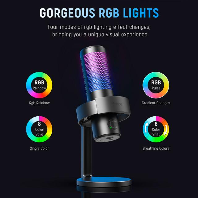 Настолен микрофон FIFINE A9 RGB 4 Polar Patterns- Black 
