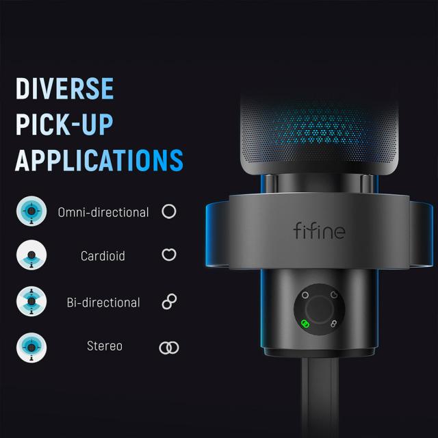Настолен микрофон FIFINE A9 RGB 4 Polar Patterns- Black 