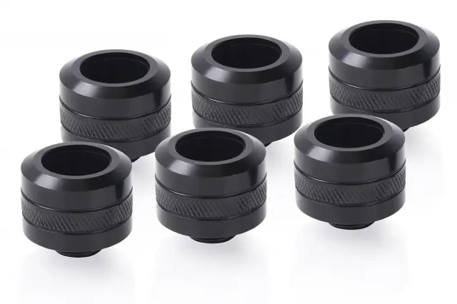 Compression fitting Alphacool Eiszapfen PRO 16mm HardTube Fitting G1/4 - Deep Black (6 pcs) 