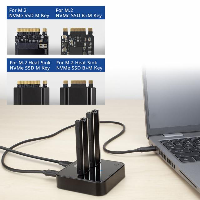 Dual SSD docking clone station, ACT M.2 NVMe/PCIe, USB-C 3.2 Gen2, 10 Gbps 