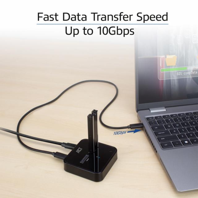 Dual SSD docking clone station, ACT M.2 NVMe/PCIe, USB-C 3.2 Gen2, 10 Gbps 