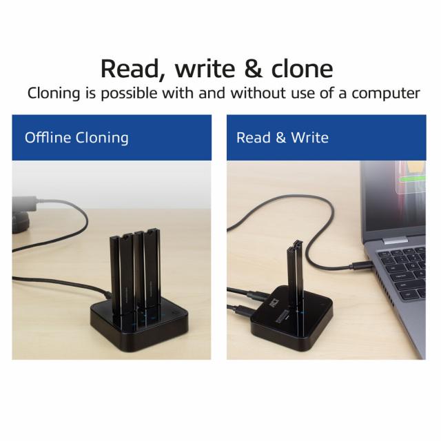 Dual SSD docking clone station, ACT M.2 NVMe/PCIe, USB-C 3.2 Gen2, 10 Gbps 