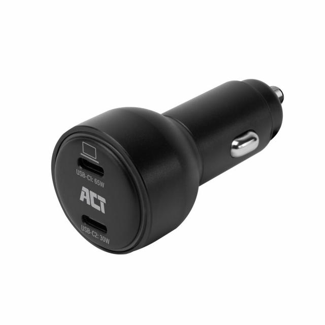 ACT Бързо зарядно за кола 95W 2x USB-C, PD, GAN, 12-24V 