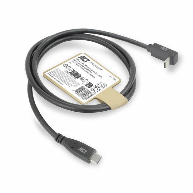 ACT Кабел USB-C - USB-C, 10Gbps, 60W, 0.5 м, конектори - 1x прав и 1x на 90° up/down angled 