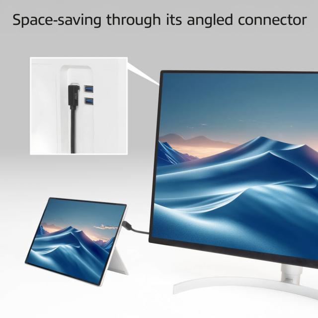 ACT Кабел USB-C - USB-C, 2м, 10Gbps 60W, ъглов нагоре/надолу 