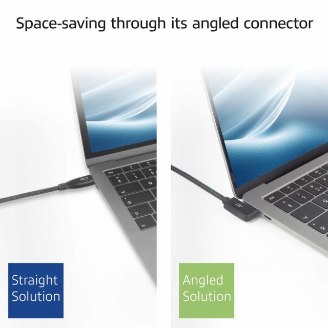 ACT Кабел USB-C - USB-C, 10Gbps, 60W, 1 m, конектори 90° left/right, up/down angled 