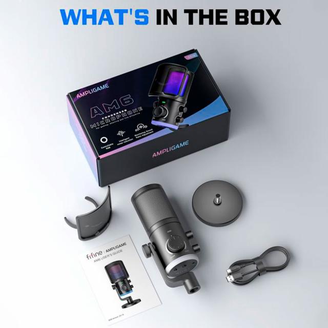 Настолен микрофон FIFINE AM6 RGB - Black 