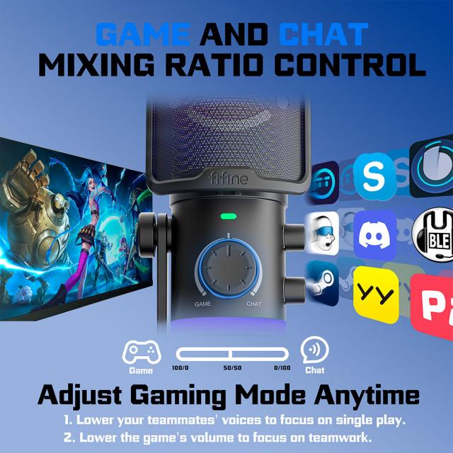Настолен микрофон FIFINE AM6 RGB - Black 
