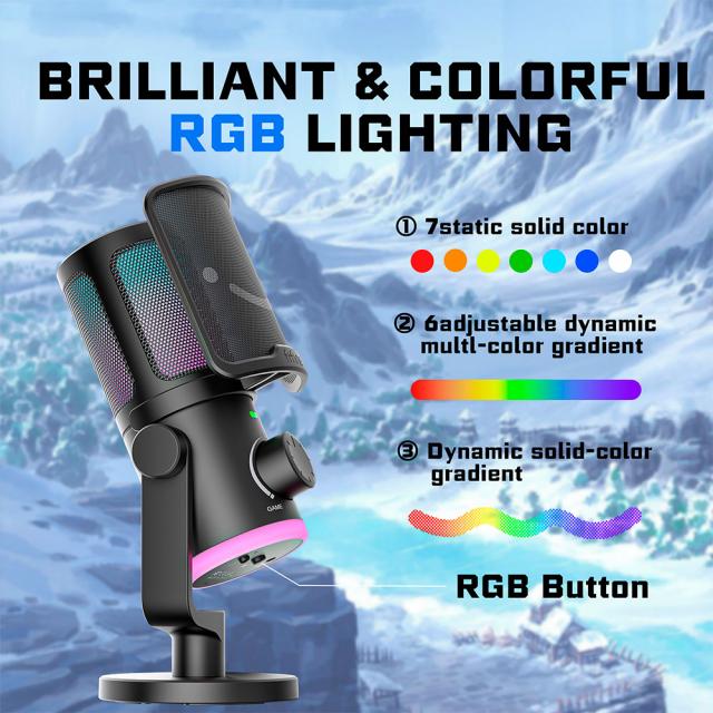 Настолен микрофон FIFINE AM6 RGB - Black 