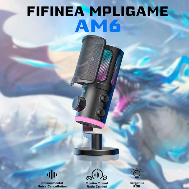 Настолен микрофон FIFINE AM6 RGB - Black 