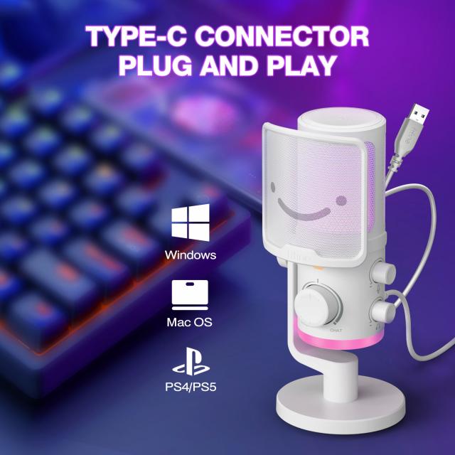 Настолен микрофон FIFINE AM6 RGB - White 