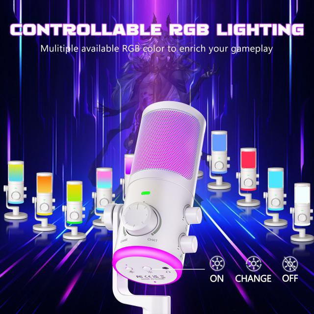 Настолен микрофон FIFINE AM6 RGB - White 