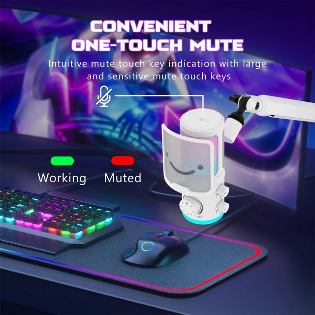 Настолен микрофон FIFINE AM6 RGB - White 
