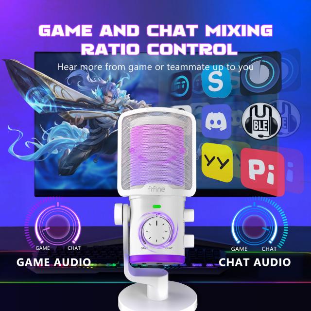 Настолен микрофон FIFINE AM6 RGB - White 