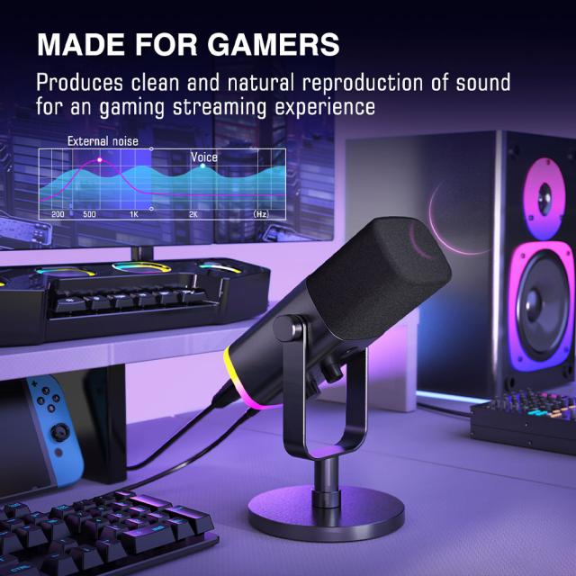Настолен микрофон FIFINE AM8 Dynamic RGB XLR/USB- Black 