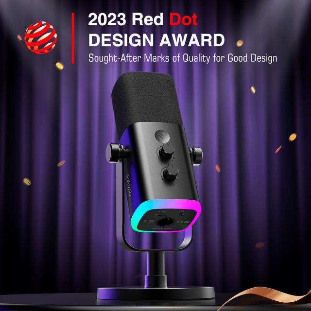 Настолен микрофон FIFINE AM8 Dynamic RGB XLR/USB- Black 