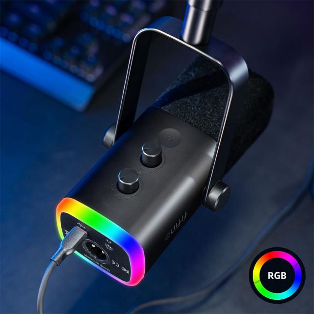 Микрофон със стойка FIFINE AM8T Dynamic RGB - Black 