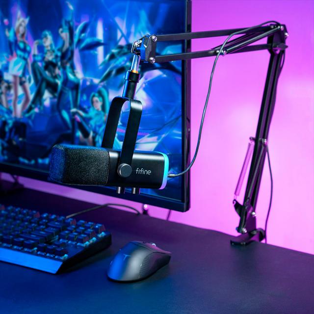 Микрофон със стойка FIFINE AM8T Dynamic RGB - Black 