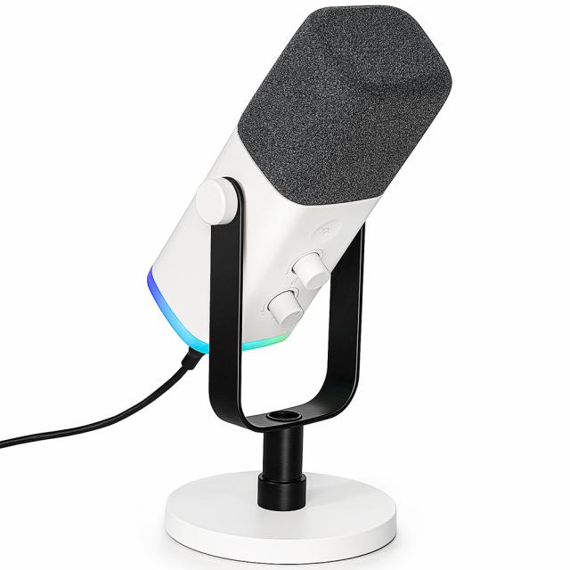 Настолен микрофон FIFINE AM8 Dynamic RGB XLR/USB - White 