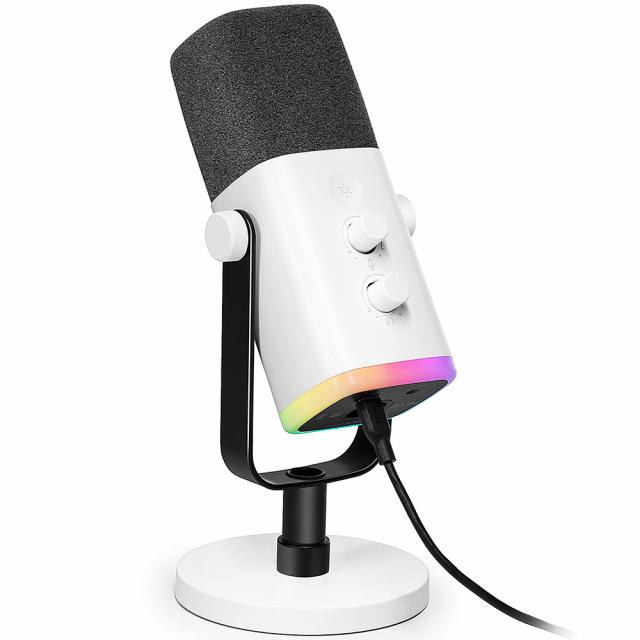 Настолен микрофон FIFINE AM8 Dynamic RGB XLR/USB - White 