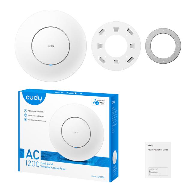 Безжична точка за достъп Cudy AP1200, AC1200, 2.4/5 GHz, 300 - 867 Mbps 