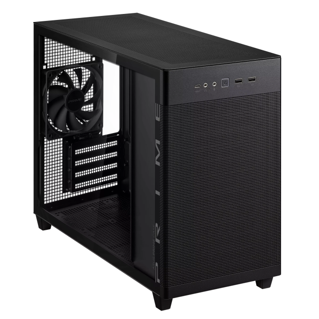 Case ASUS PRIME AP201 Tempered Glass, Micro ATX - Black 