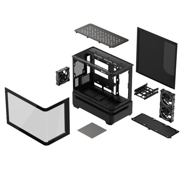 Кутия ASUS Prime AP202 ARGB mATX + 3 ARGB Вентилатора - Black 