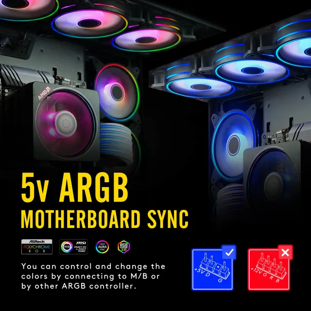 Fans EZDIY-FAB Moonlight Black RGB PWM 120mm - 5 Pack 