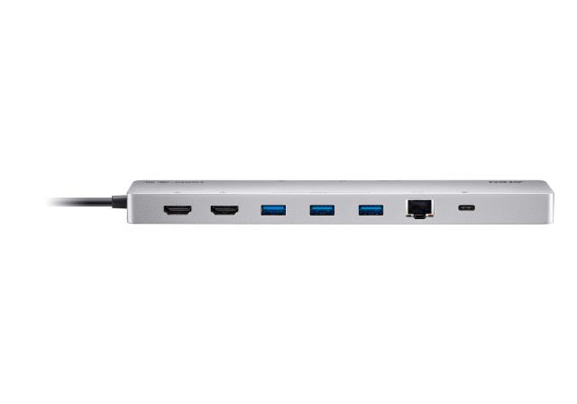 ATEN Докинг 11-in-1 USB-C Multiport Dock + Power Pass-Through, 2 x HDMI, LAN,3.5mm, USB-C, SD Card , microSD, 3 x USB 3.2 