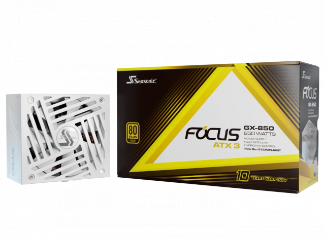 Захранващ блок SEASONIC FOCUS GX-850 White - 850W 80+ Gold, ATX 3.1, PCIe 5.1, Fully Modular 