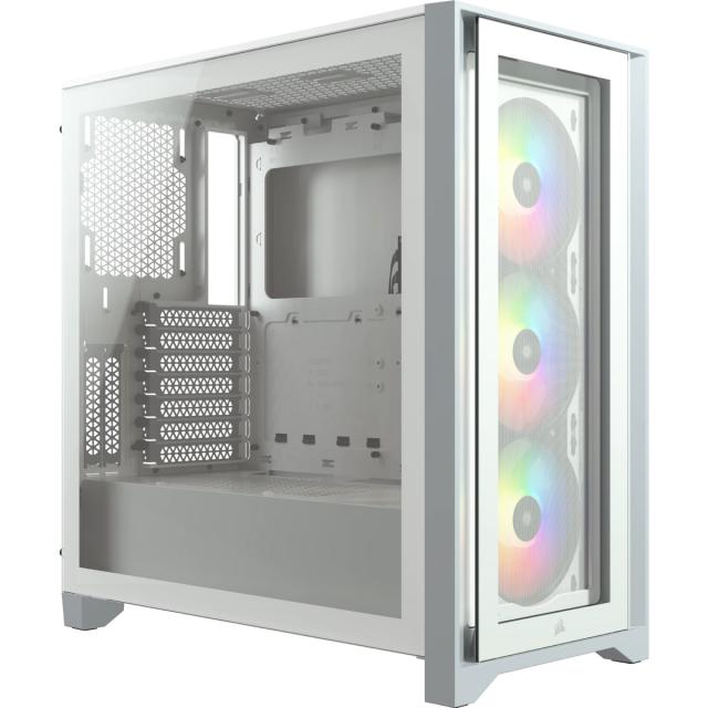 Кутия Corsair iCUE 4000X RGB Mid Tower, Tempered Glass, Бяла 