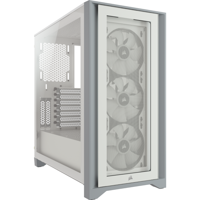 Кутия Corsair iCUE 4000X RGB Mid Tower, Tempered Glass, Бяла 