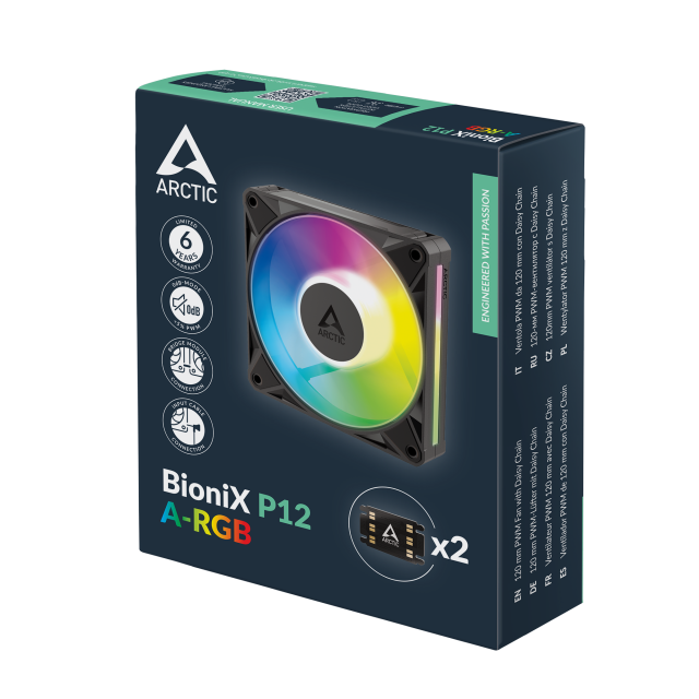 Вентилатор ARCTIC BioniX P12 A-RGB PWM 120mm Daisy Chain - Черен 