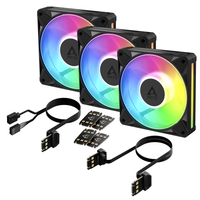 Комплект вентилатори ARCTIC BioniX P12 A-RGB PWM 120mm Daisy Chain - Черен 