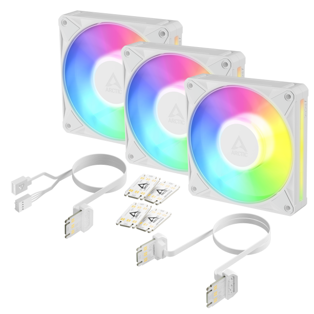 Комплект вентилатори ARCTIC BioniX P12 A-RGB PWM 120mm Daisy Chain - Бял 
