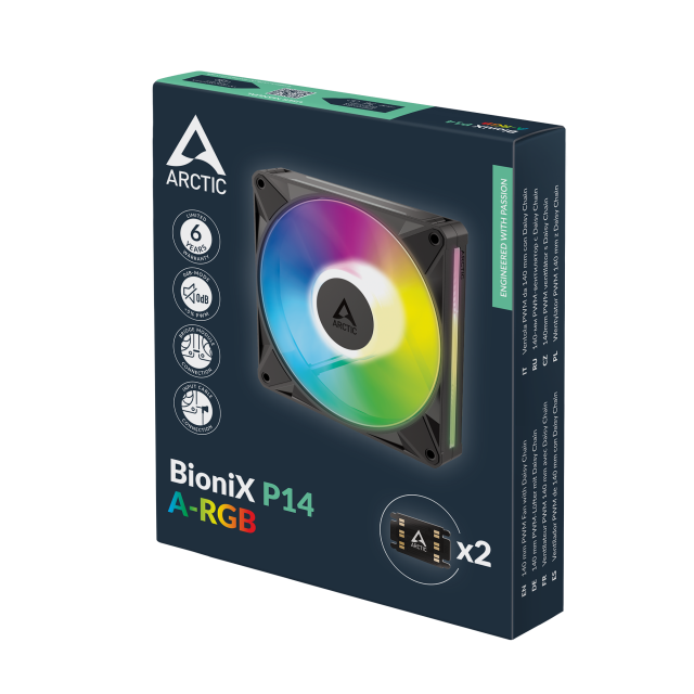 Вентилатор ARCTIC BioniX P14 A-RGB PWM 140mm Daisy Chain - Черен 