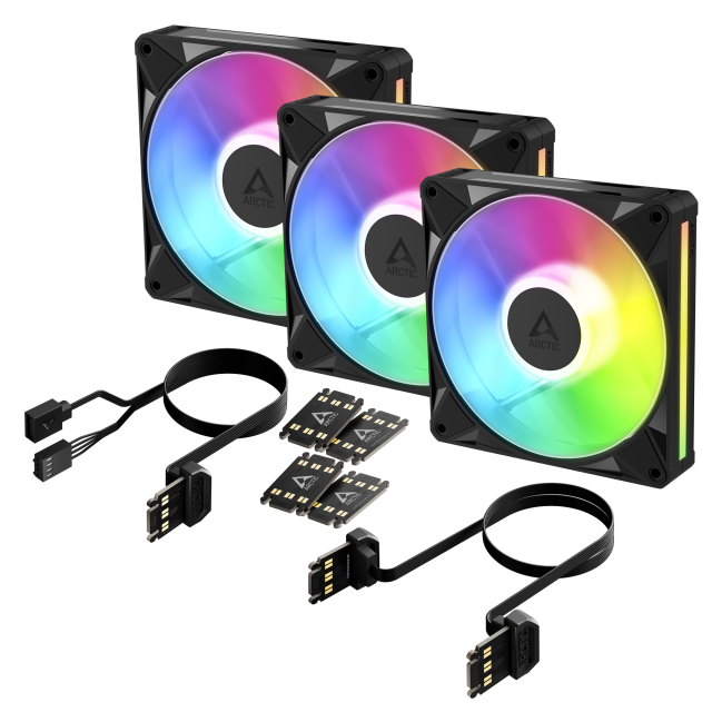 Комплект вентилатори ARCTIC BioniX P14 A-RGB PWM 140mm Daisy Chain - Черен 