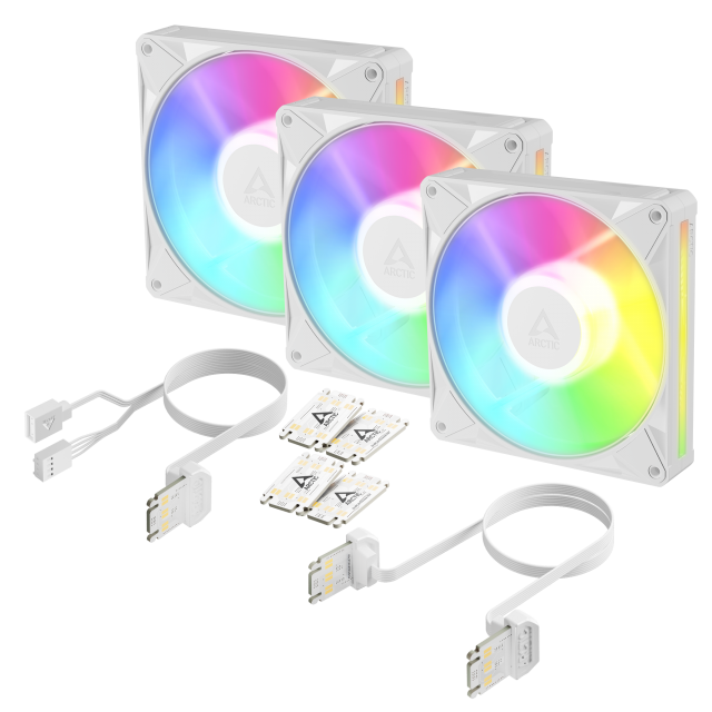 Комплект вентилатори ARCTIC BioniX P14 A-RGB PWM 140mm Daisy Chain - Бял 