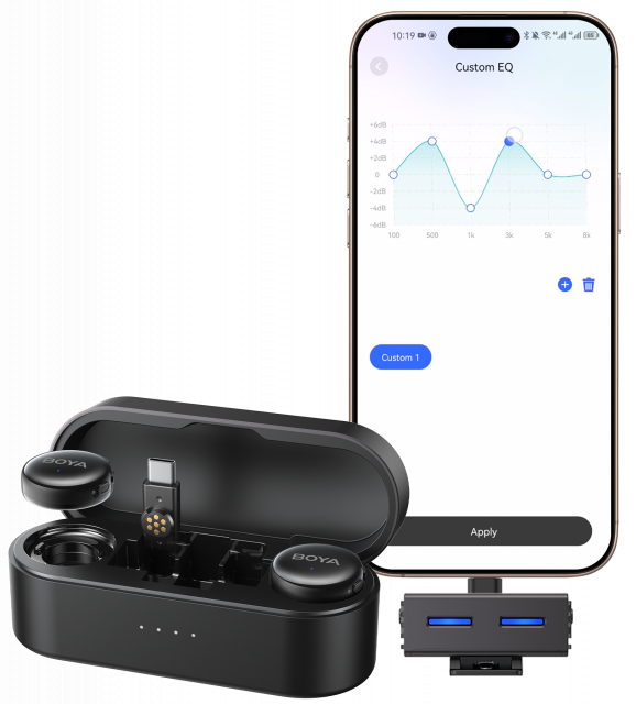 Безжична система микрофони BOYA BOYALINK 3-01 with lightning+USB-C +3.5mm TRS plug 