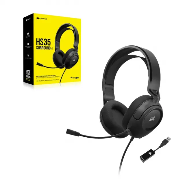 Геймърски слушалки с микрофон Corsair HS35 SURROUND v2 7.1 Dolby Audio 3.5mm/USB 
