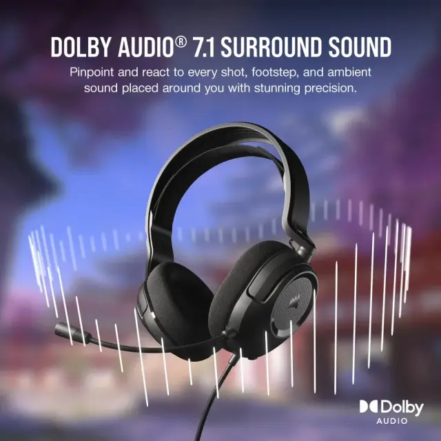 Геймърски слушалки с микрофон Corsair HS35 SURROUND v2 7.1 Dolby Audio 3.5mm/USB 