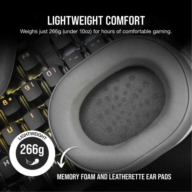 Геймърски слушалки с микрофон Corsair HS55 White безжични и блутут PC/PS5/PS4 