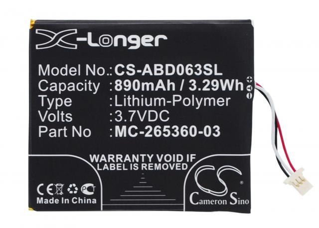 Kindle Battery  AMAZON Kindle 7, Kindle 8 58-000083  3,7V  890mAh LiPo CAMERON SINO 