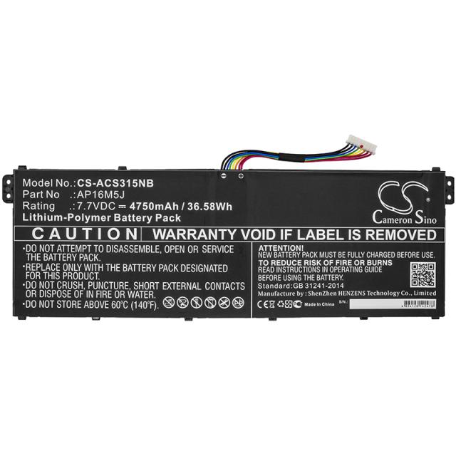 Laptop Battery for ACER AP16M5J  Aspire 3 A315-21 LIPo 7,7v 4750mA Cameron Sino 