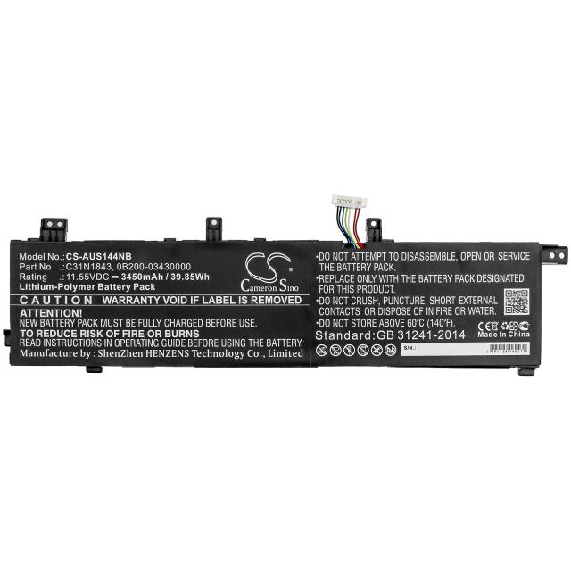 Laptop Battery ASUS IVOBOOK S14 S432FA-EB017T, VivoBook S15 S532FA-BN022T  C31N1843  LiPo 11.55V 3450 mAh CAMERON SINO 