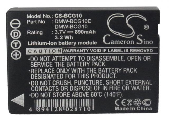 Camera Battery for Panasonic 3.7V 890mAh DMW-BCG10 Cameron Sino 