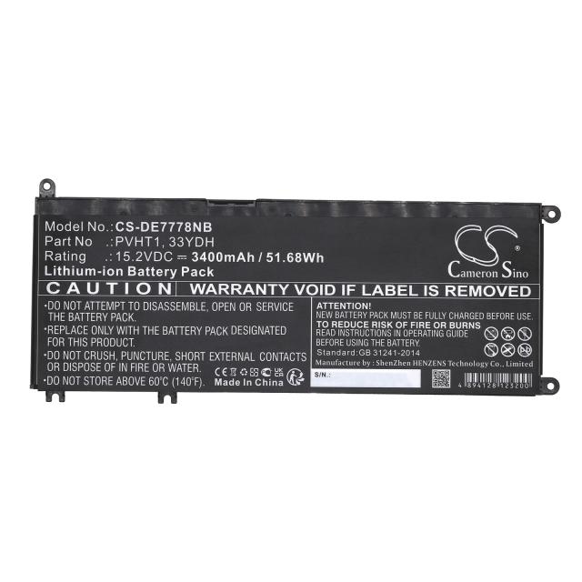 Батерия  за лаптоп DELL G3 15, G5 15 5587, INS 15PD-1863BL, Latitude 15 3590, 33YDH, W7NKD, LiIon 15.2V  3400mAh CAMERON SINO 