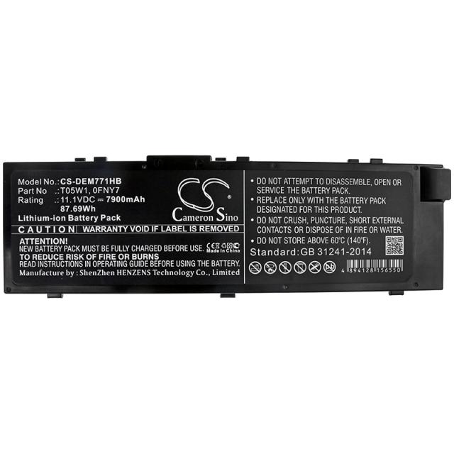 Laptop Battery for DELL Precision 15 7000, Precision 7510, 7520  0FNY7 LiIon 11.1V 7900mAh CAMERON SINO 