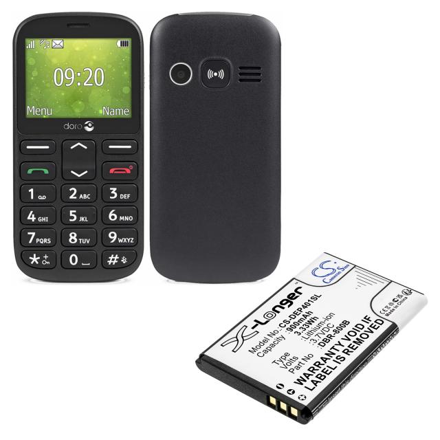 Mobile battery  DORO 1350, 1361, 6520, 6530, Primo 805  DBP-800B  LiIon 3,7V 900mAh CAMERON SINO 