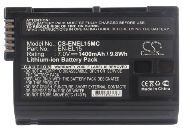 Camera Battery for NIKON EN-EL15MC  Li-Ion 7V 1400mAh Cameron Sino 